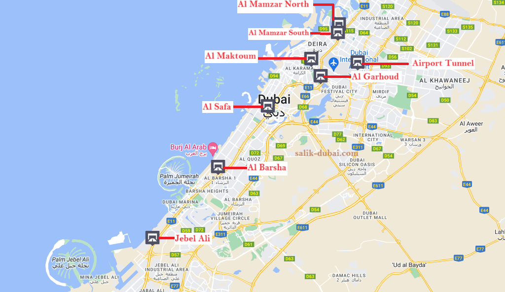 Salik Dubai Toll gates Map